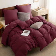 Set da letto 4 pezzi, 135 x 200 cm, 2 coperte, 2 cuscini, 2 cuscini copri, microfibra, chiusura a zip, colore vino rosso