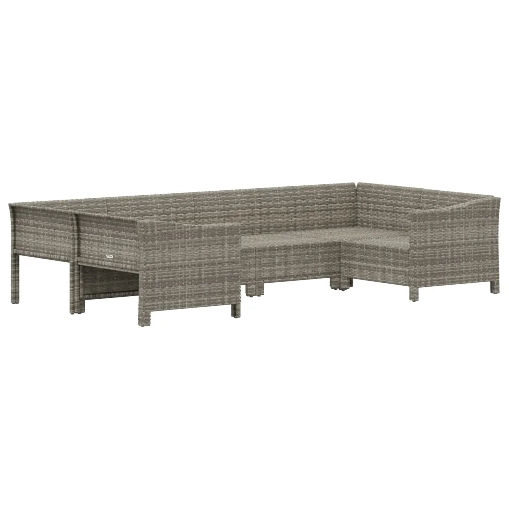 Set Divani da Giardino 6 pz con Cuscini in Polyrattan Grigio 3187300