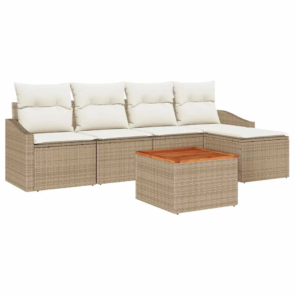 Set Divano da Giardino con cuscino 6 pcs Beige polyrattan 3347820