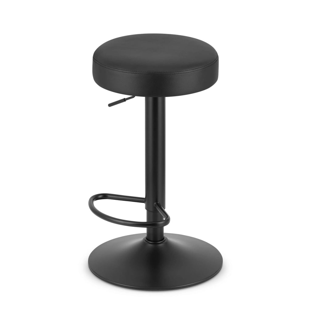 Sgabello da bar ROJST in ecopelle nera con base nera