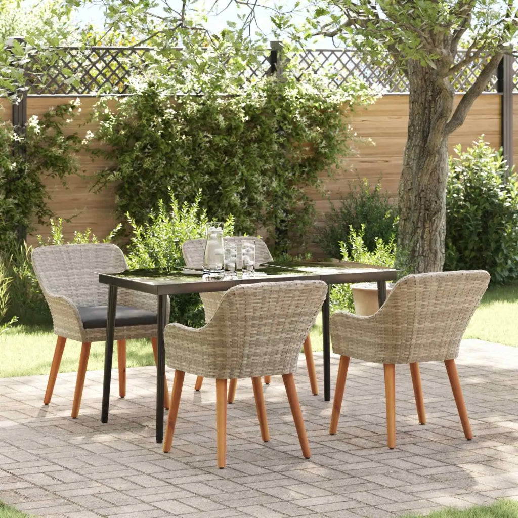Set da Pranzo per Giardino 5 pcs Grigio chiaro polyrattan 3261707
