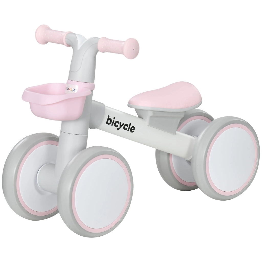 Bicicletta Senza Pedali Bambini 4 Ruote ¨C Minimal ¨C Grigio Bianco Rosa
