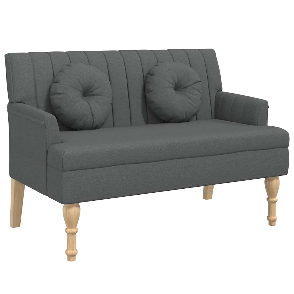 Panca con Cuscini Grigio Scuro 113x64,5x75,5 cm in Tessuto CFW2599576