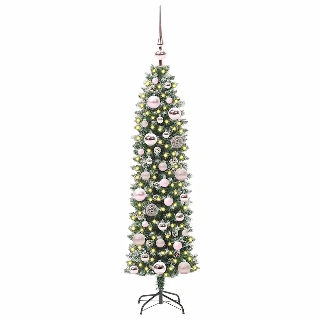 Albero di Natale Artificiale Sottile Verde e Bianco 120 cm 3395271