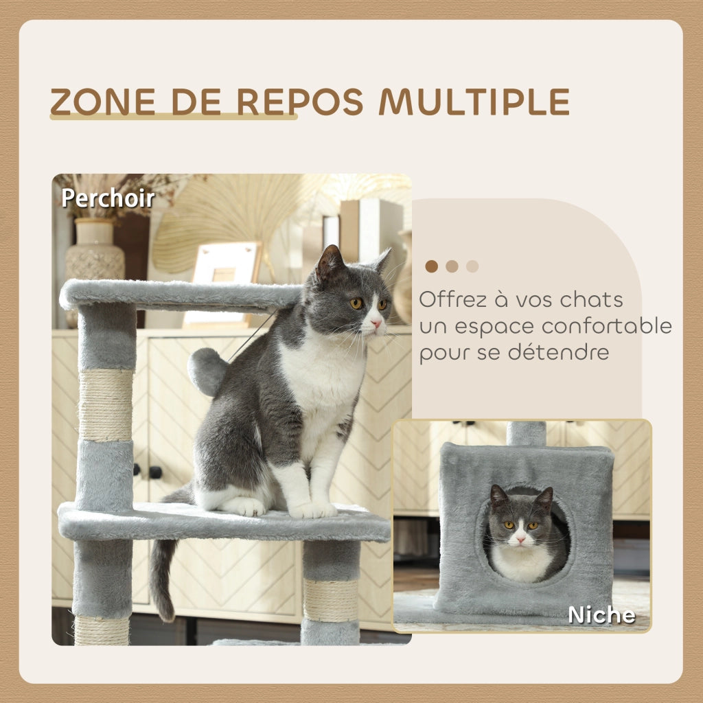 Arbre ¨¤ chat con piattaforme ¨C zephmum ¨C grigio, 50x30x81,5cm