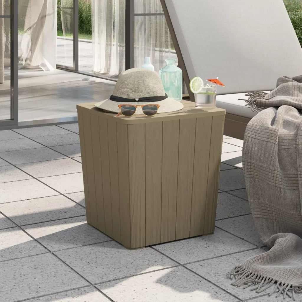 Tavolo da Giardino | Tavolino da esterno con Coperchio Polipropilene Marrone Chiaro