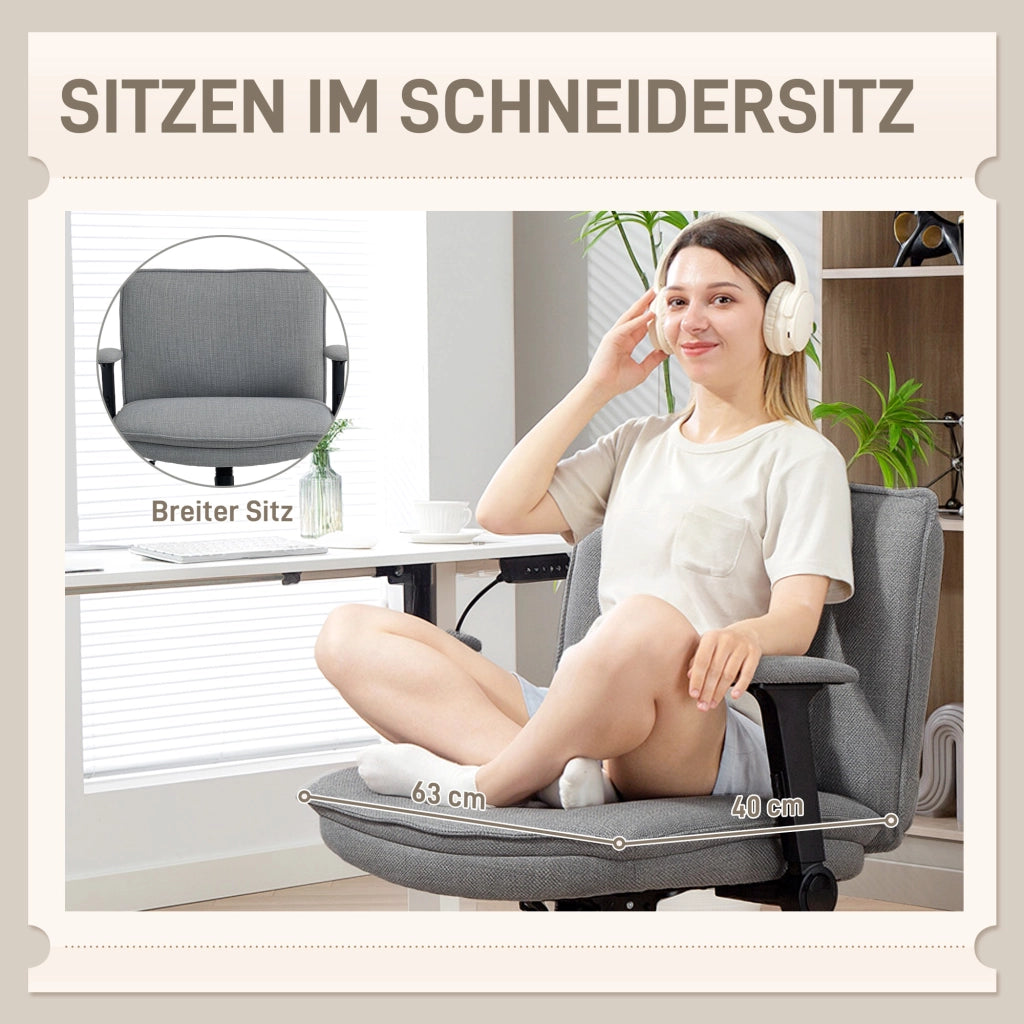 Sedia da ufficio con braccioli reclinabili ¨C Minimal ¨C Grigio, tessuto, base in metallo