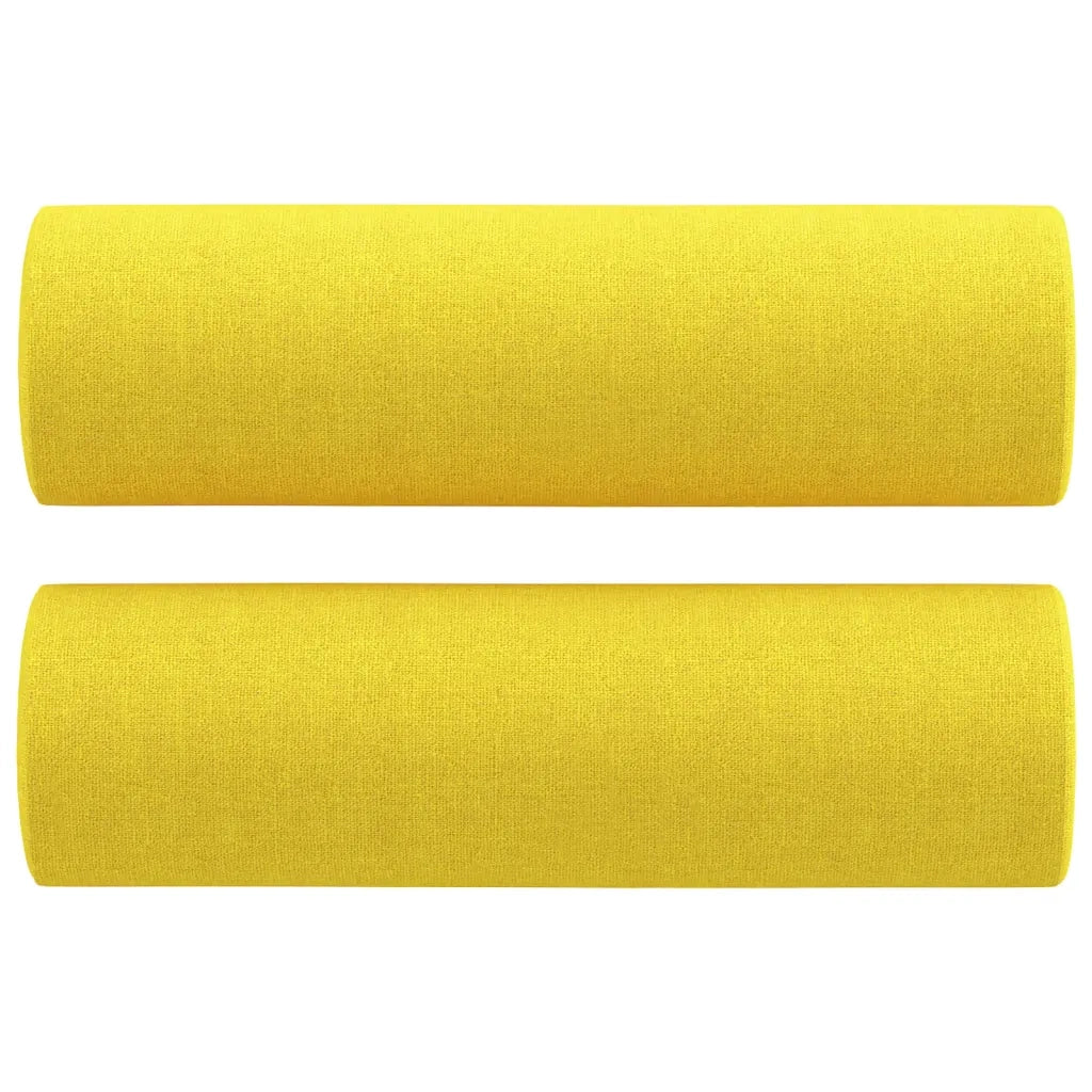 Set di Divani 3 pz con Cuscini Giallo Chiaro in Tessuto