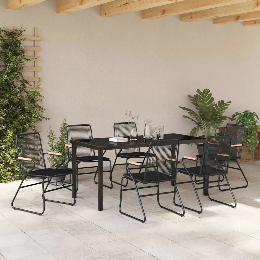 Set da Pranzo per Giardino 7 pcs Nero