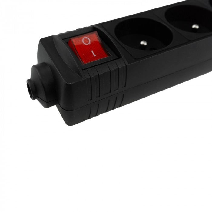 Ciabatta elettrica 3 prese con interruttore nera Ecolight