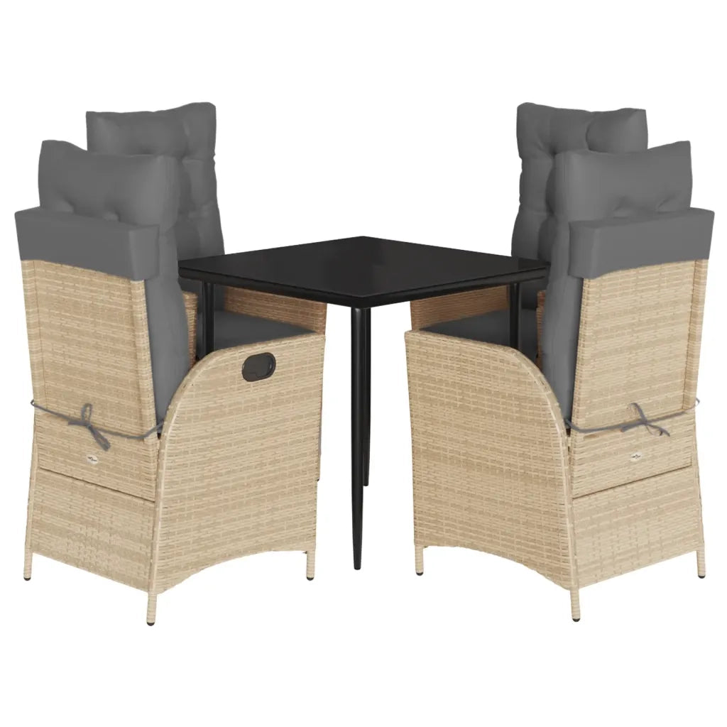 Set Pranzo da Giardino 5 pz con Cuscini Beige Misto Polyrattan 3213449