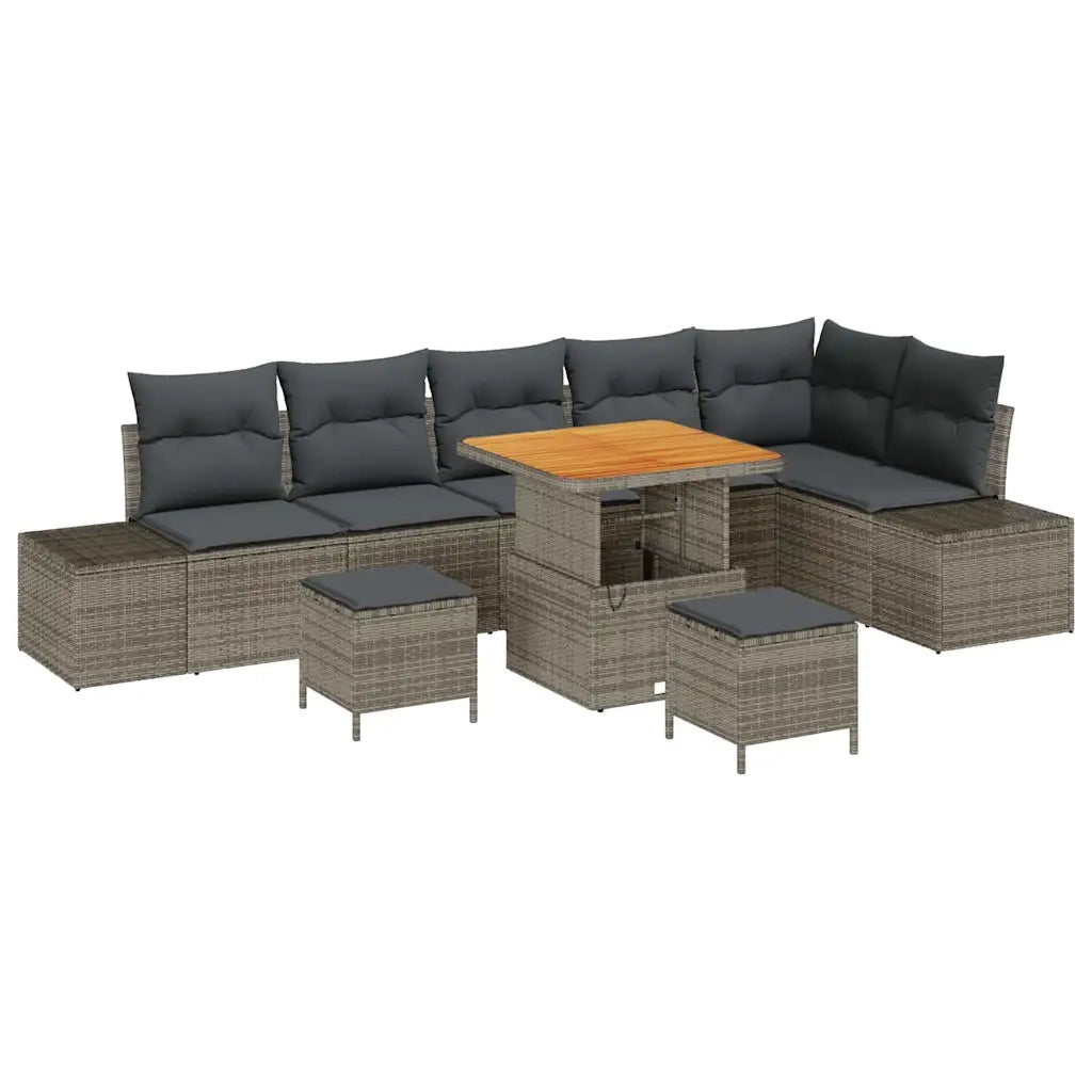 Set Divano da Giardino con cuscino 9 pcs Grigio Poly Rattan 3364753