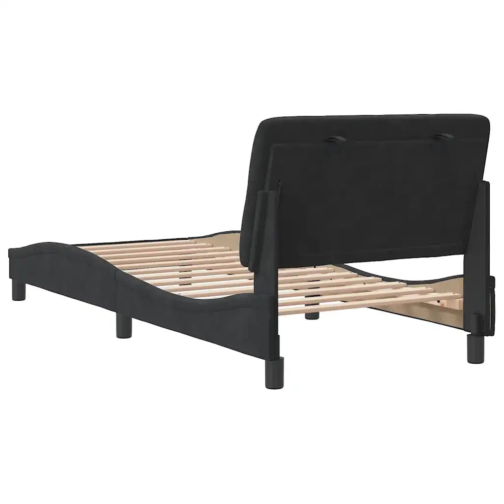 Letto singolo | Letto per adulti | Giroletto senza Materasso Nero 90x190 cm in Velluto