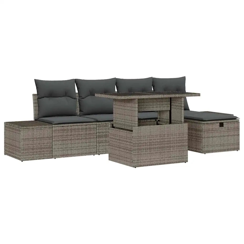 Set Divano da Giardino 6 pcs Grigio polyrattan 3361198