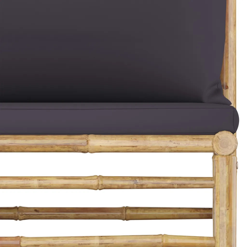 Set Divani da Giardino 7 pz con Cuscini Grigio Scuro in Bambù 3058248