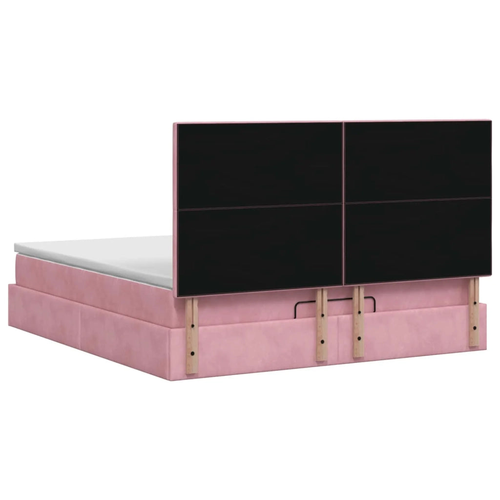 Letto Ottomano con Materasso e LED Rosa 140 x 190 cm Velluto 3458234