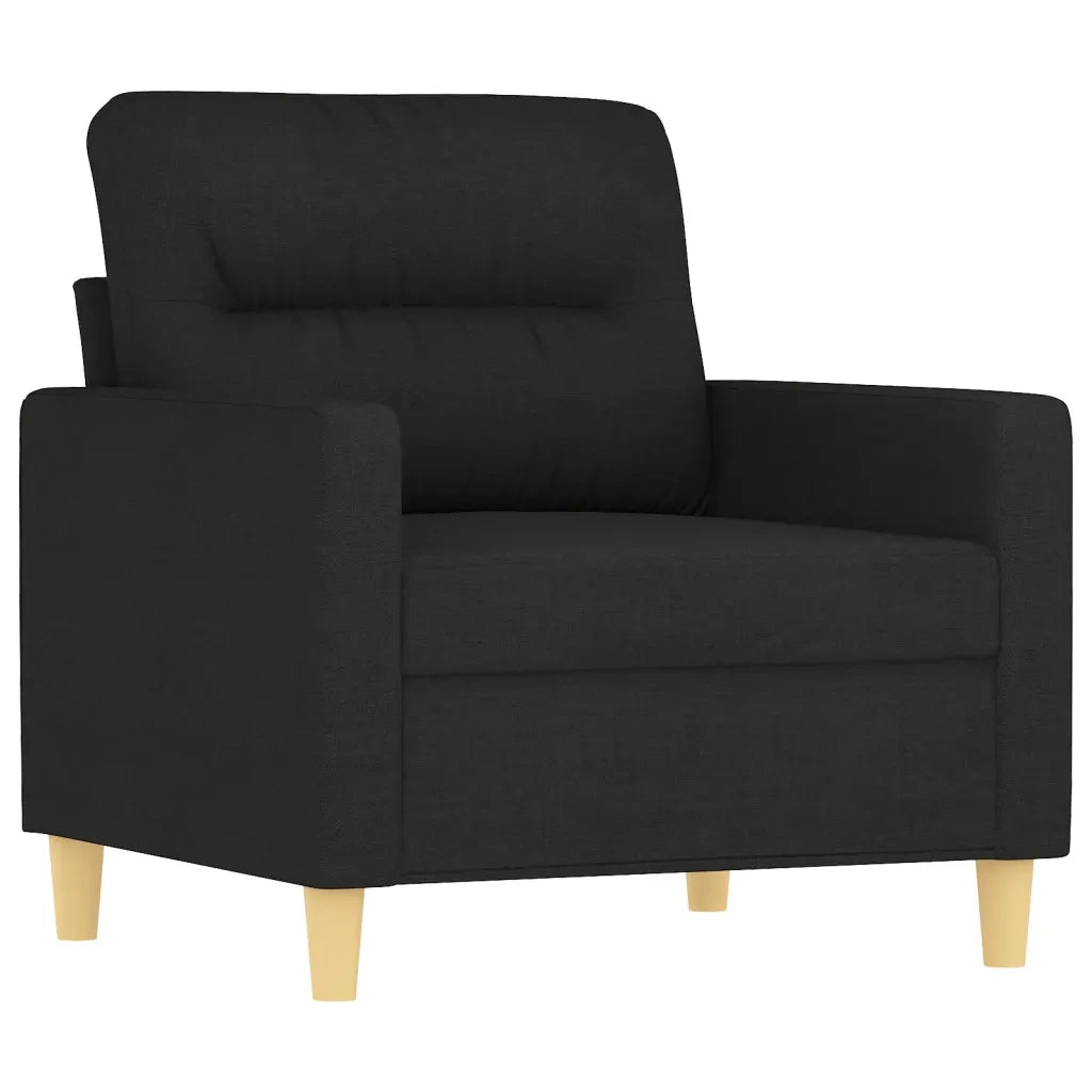 Set di Divani 3 pz con Cuscini Nero in Tessuto