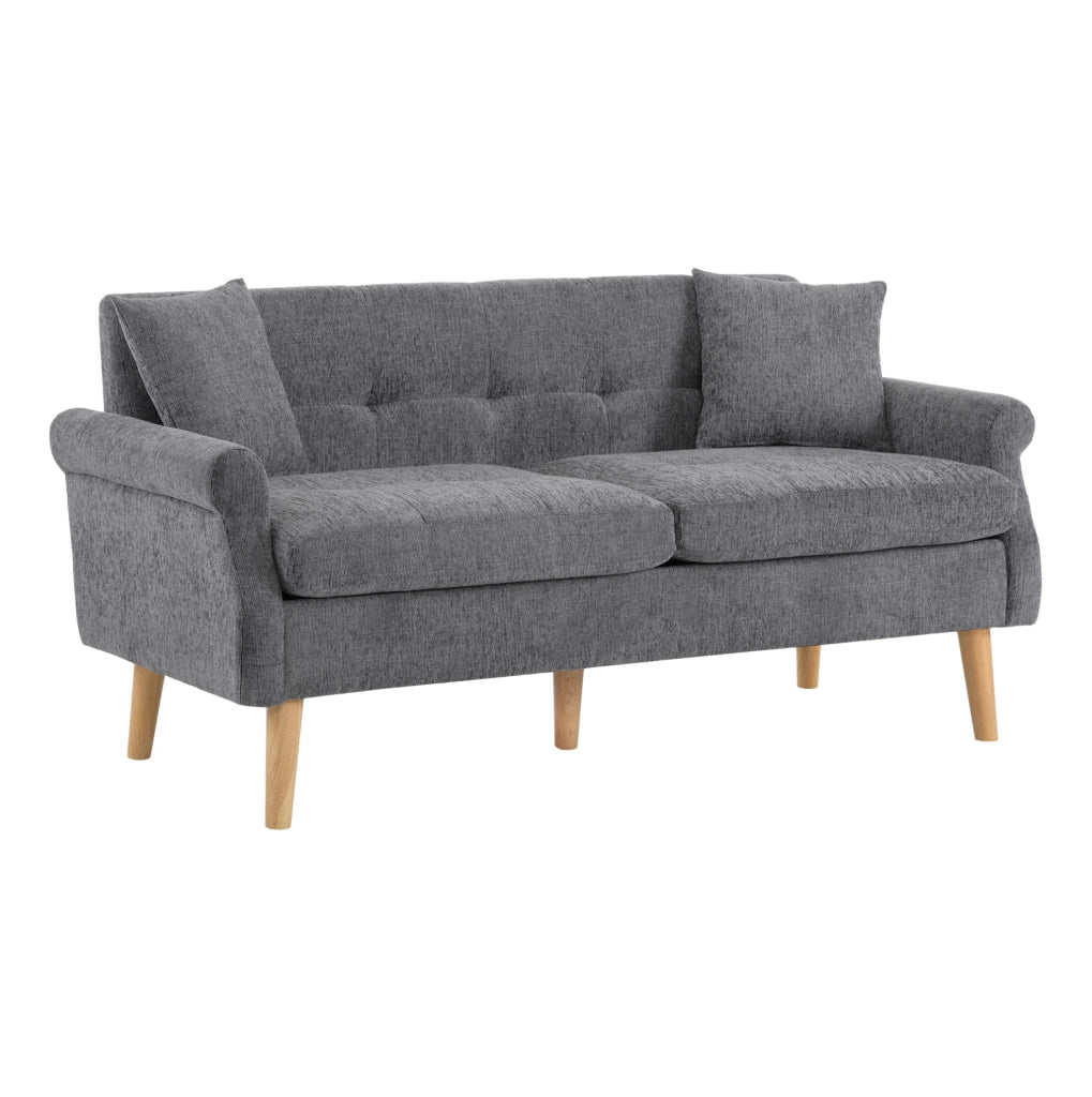Divano a 2 posti in chenille grigio 162x74x77 cm con braccioli ergonomici