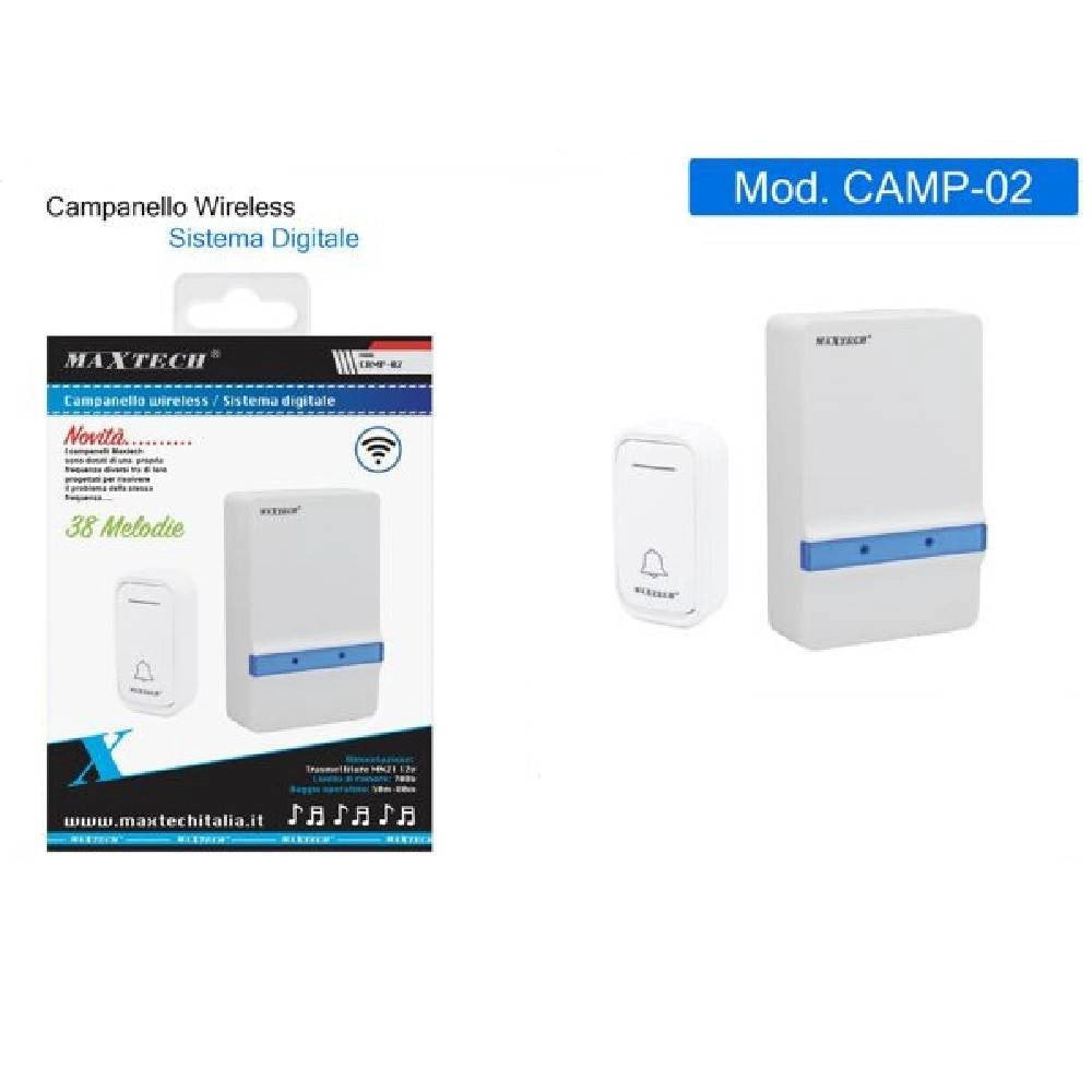 Trade Shop - Campanello Wireless A Batterie Wifi Raggio 80m A Led Senza Fili Maxtech Camp-02 -