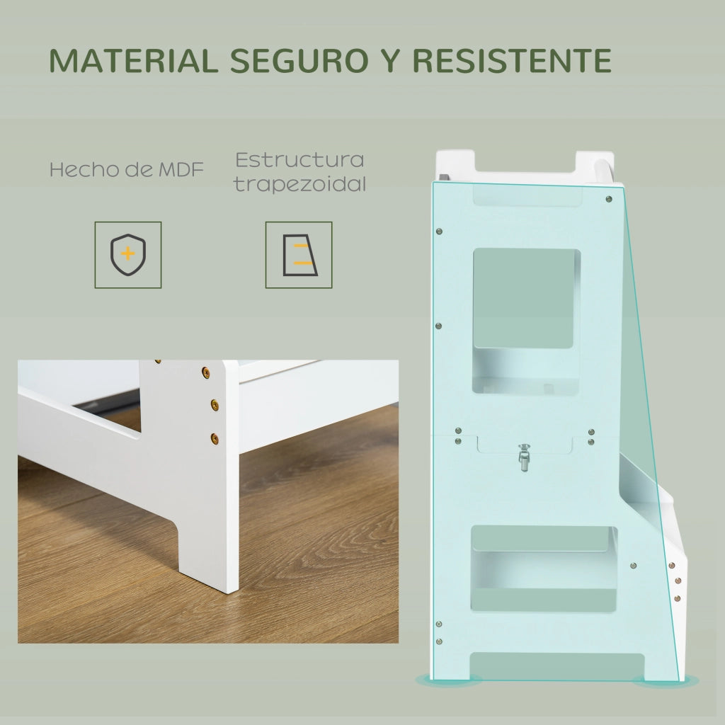 Torre di apprendimento 2 in 1 con scrivania e lavagna ¨C Xylo ¨C Bianco 42x44x86 cm