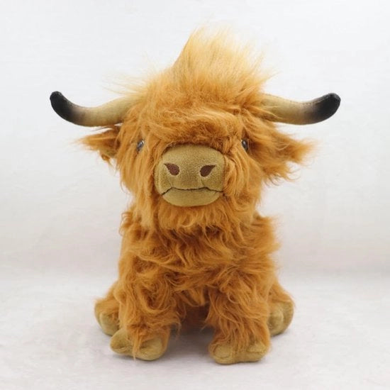 Giocattolo di peluche realistico - Vacca delle Highlands - Giocattolo morbido - Decorazione di fattoria - Regalo per bambini - Lavabile in macchina - Cuddorosso