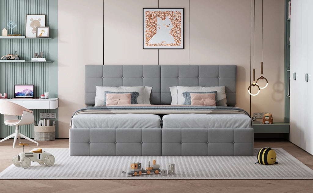 letto imbottito velluto grigio 180 x 200 cm