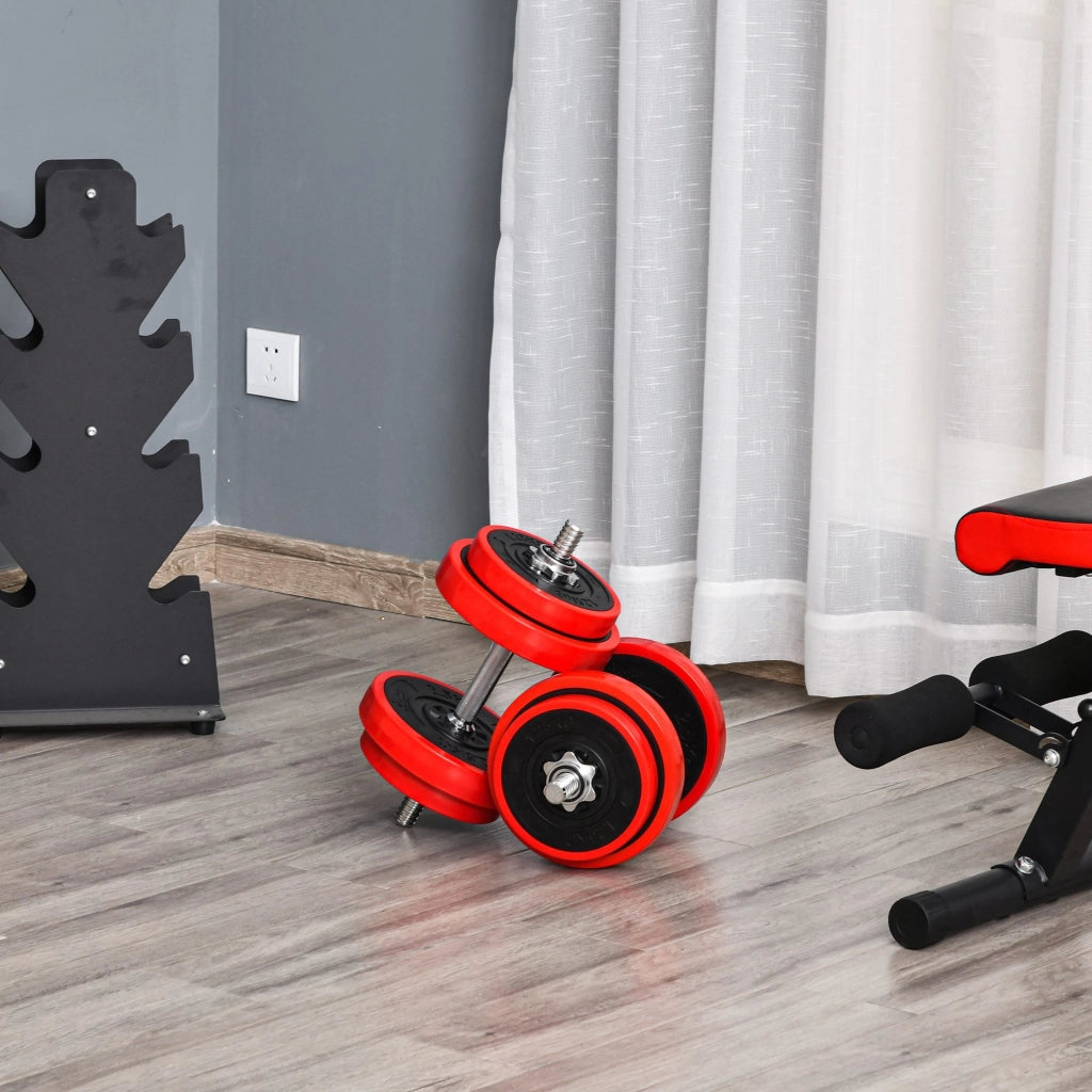 Set di manubri 20 kg ¨C Minimal ¨C Rosso e nero