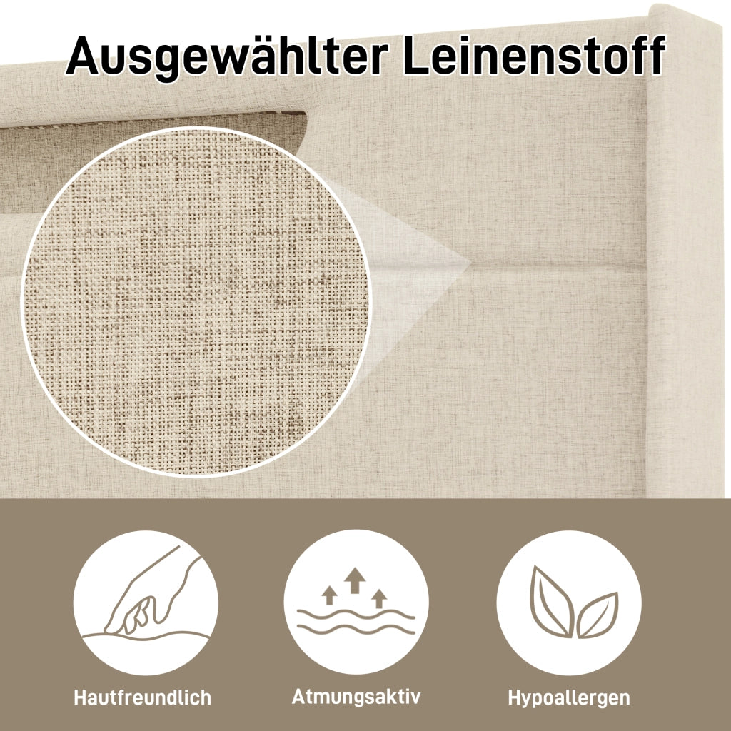 Letto matrimoniale LED – 160x200 cm – USBC contenitore – lino beige