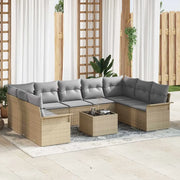 Set Divano da Giardino con cuscino 10 pcs Beige polyrattan 3345530
