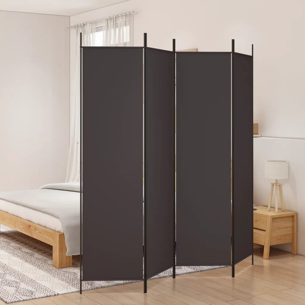 Divisorio Ambienti | Divider per stanze | Paravento a 4 Pannelli Marrone 200x200 cm in Tessuto