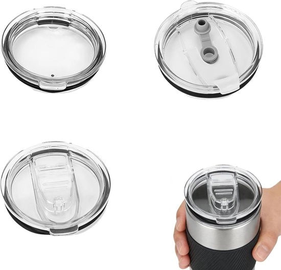 Set di coperchi da 3 pezzi - Coperchio sostitutivo 20oz - Coperchio trasparente a sospensione - Coperture di bicchiere riciclabili - Materiale PP sicuro per alimenti - Gomma di sigillatura siliconica - Coperchio per bicchiere da tumbler