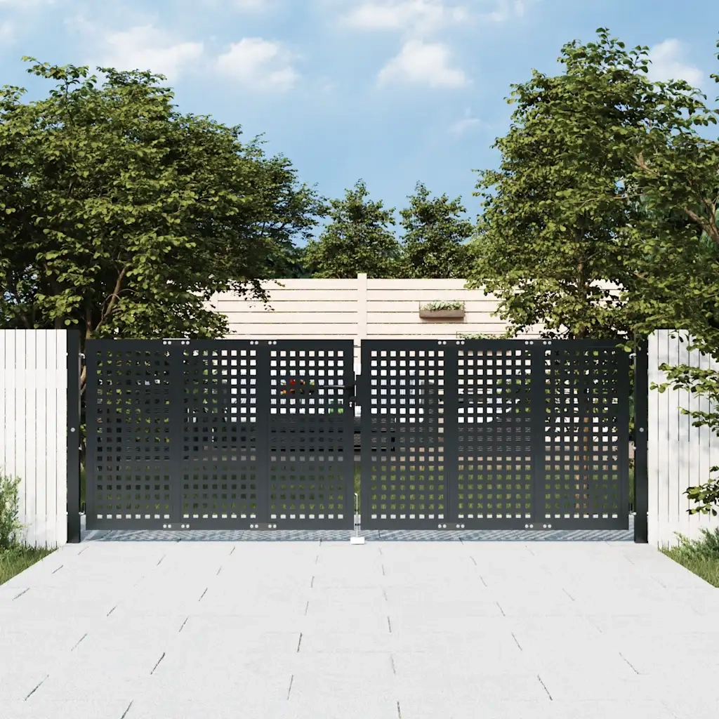 Cancello da Giardino Antracite 300x100 cm in Acciaio 154566