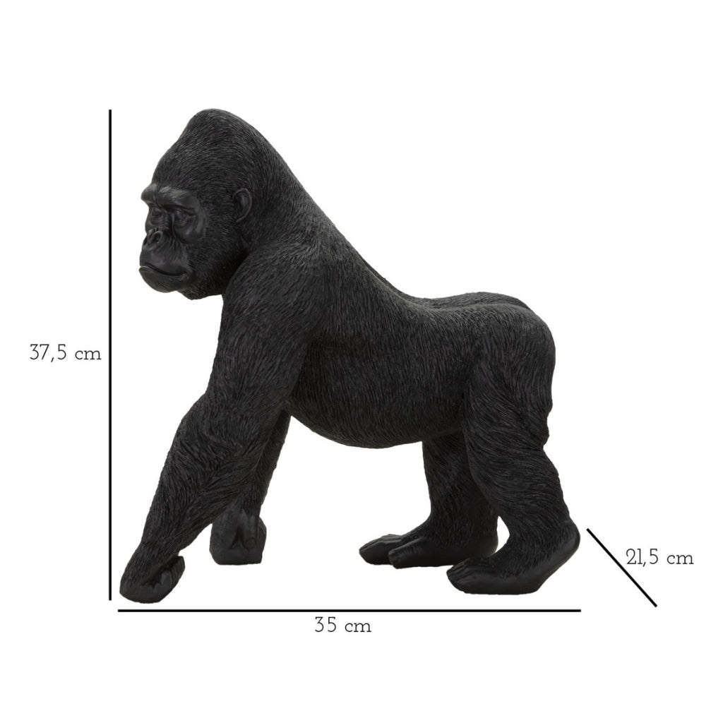 Scultura Gorilla 2, Nero, Poliresina, 35x21,5x37,5 cm