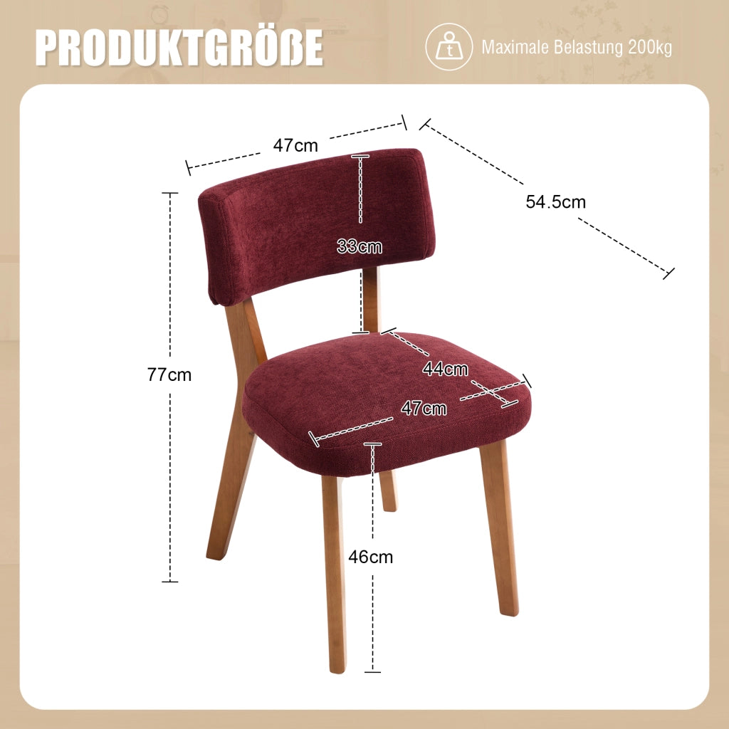 Set 2 Sedie da Pranzo Mid-Century ¨C MINIMAL ¨C Gambe in Legno Massello, Seduta Imbottita in Tessuto