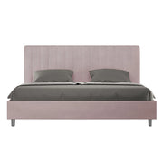 Letto Matrimoniale King Size 200x200 cm con Rete Imbottito in Microfibra Agueda Glicine