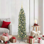 Albero di Natale Artificiale Sottile Verde e Bianco 150 cm 3395285