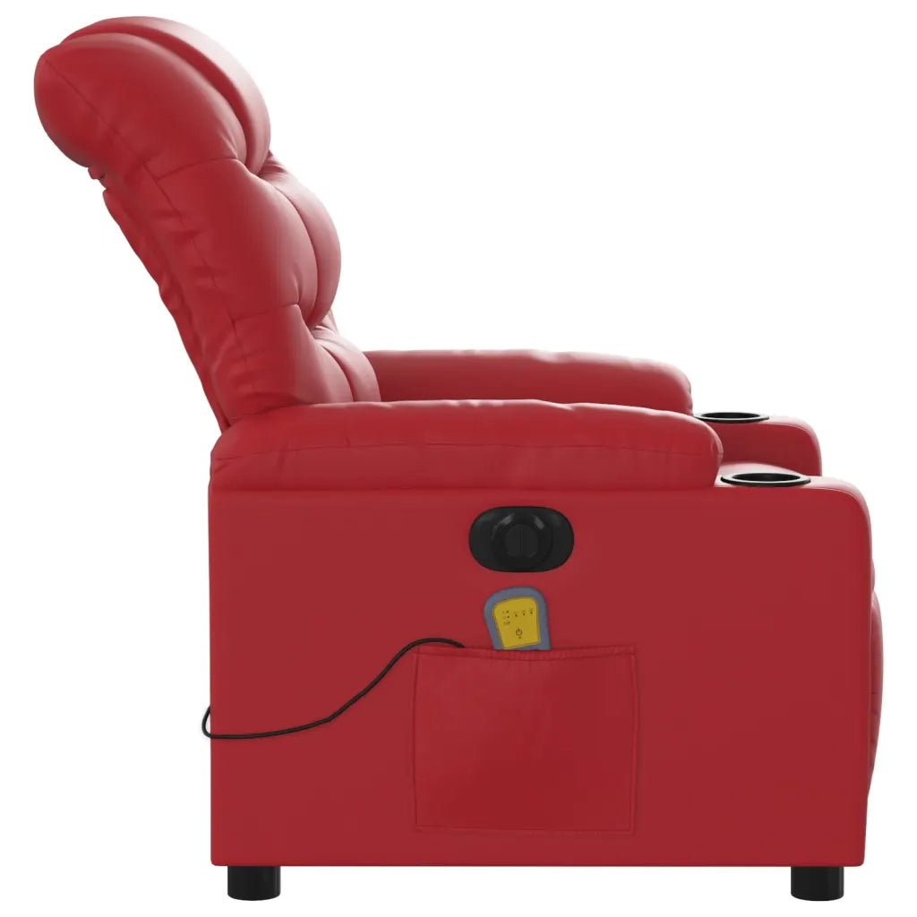 Poltrona Massaggio Elettrica Reclinabile Rosso Similpelle 3206597