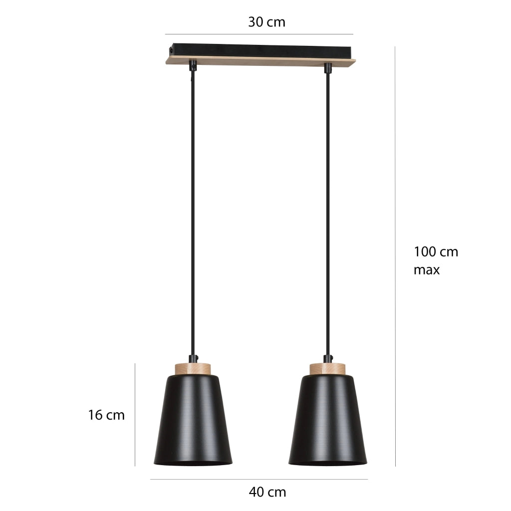 Lampada a sospensione Emibig Bolero 2xE27 nero 40cm