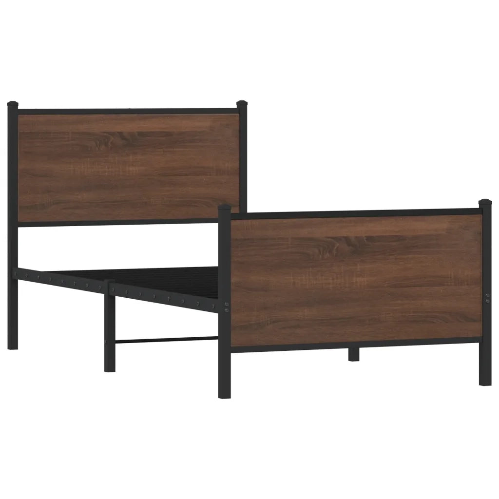 Giroletto senza Materasso-Struttura Letto in Metallo Rovere Marrone 90x200 cm 836931
