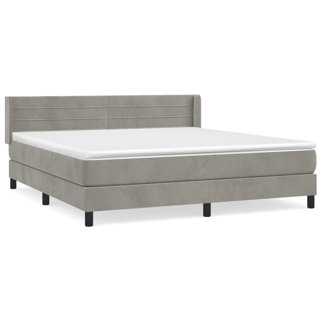 Giroletto a Molle con Materasso Grigio Chiaro 160x200cm Velluto 3131027