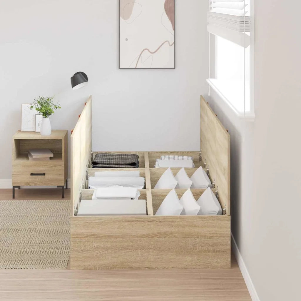 Struttura letto con contenitore-Giroletto con contenitore Rovere Sonoma 90 x 200 cm