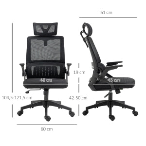 SEDIA da ufficio ergonomica regolabile con poggiatesta rete nera
