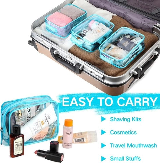 Borsa da trasporto trasparente grande, contenitore per trucchi 3 pezzi