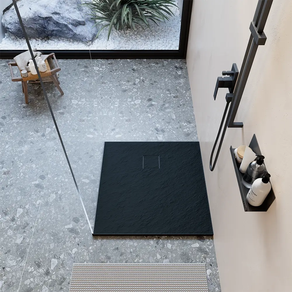 Piatto doccia 90x90 cm colore nero effetto pietra | Samos