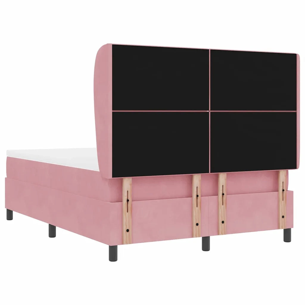 Letto a molle con testiera Rosa 200 x 140 cm Velluto 3340987