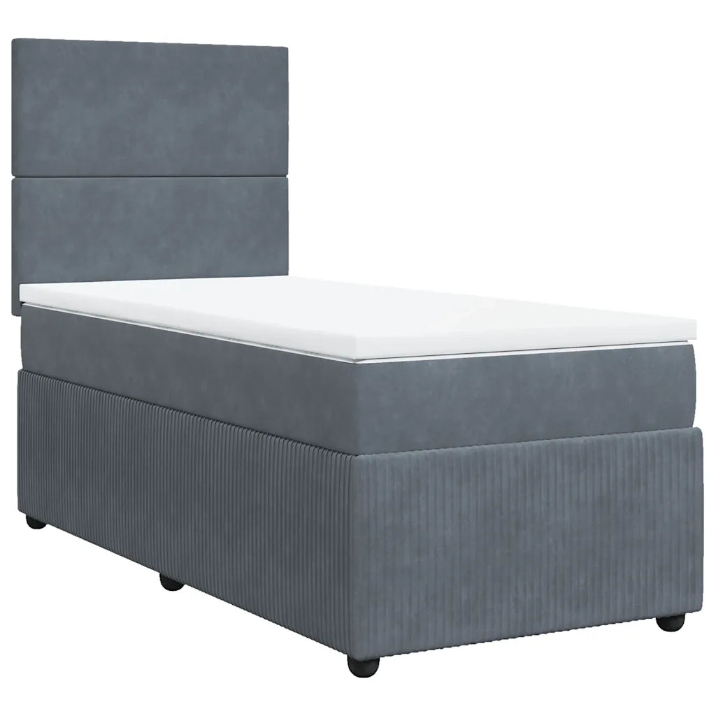 Giroletto a Molle con Materasso Grigio Scuro 90x190 cm Velluto 3292209
