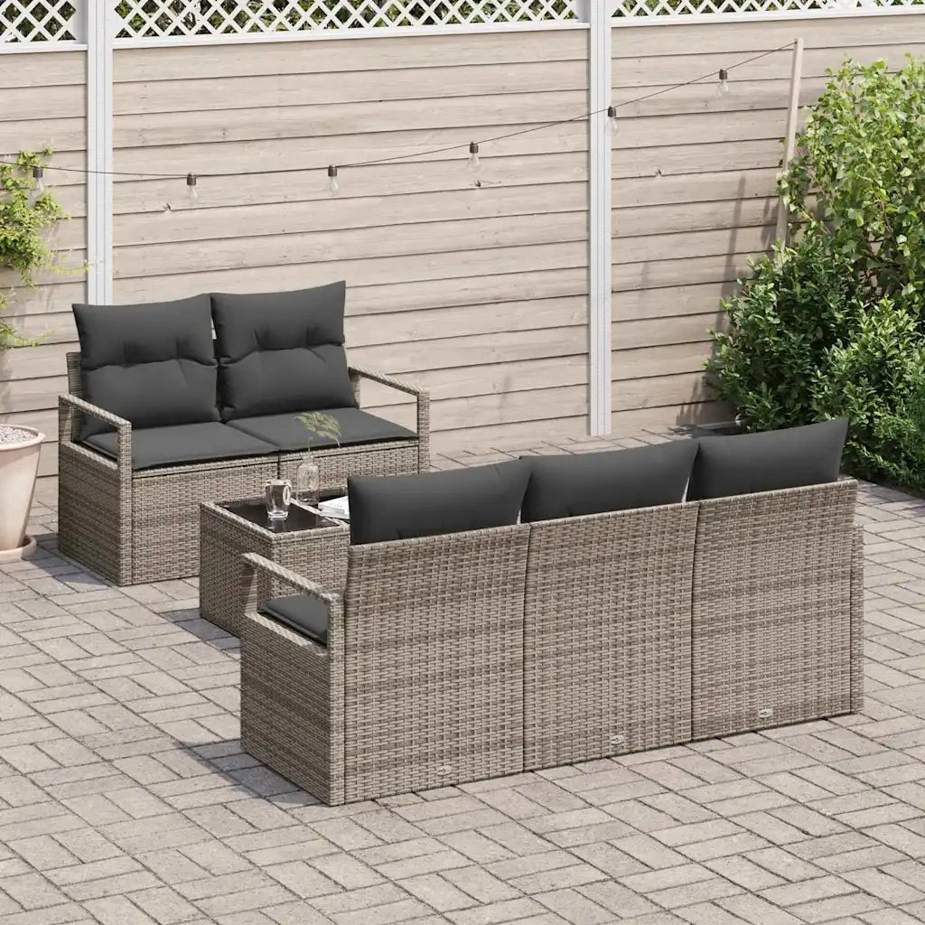 Set Divano da Giardino con cuscino 6 pcs Grigio polyrattan 3354928