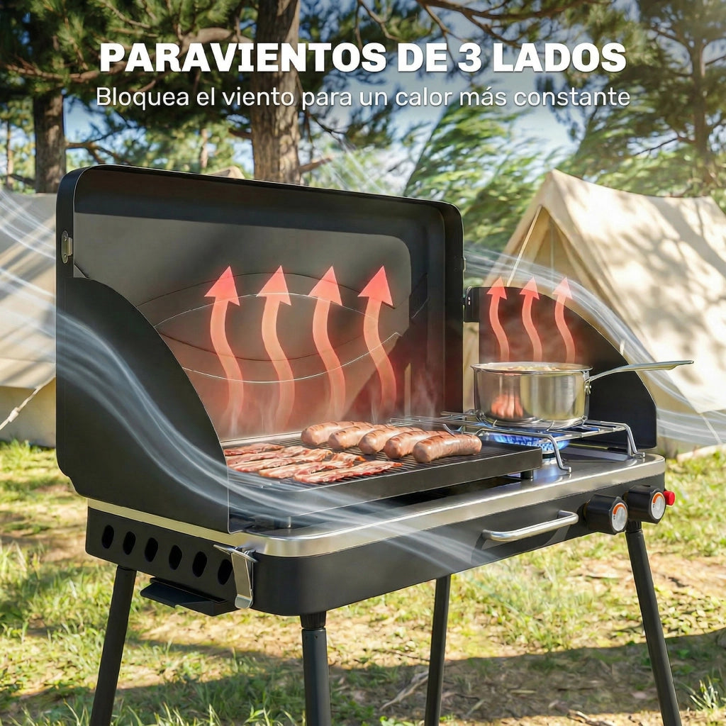 Barbecue a Gas Portatile 2 in 1 ¨C Minimal ¨C 7 kW Grigio