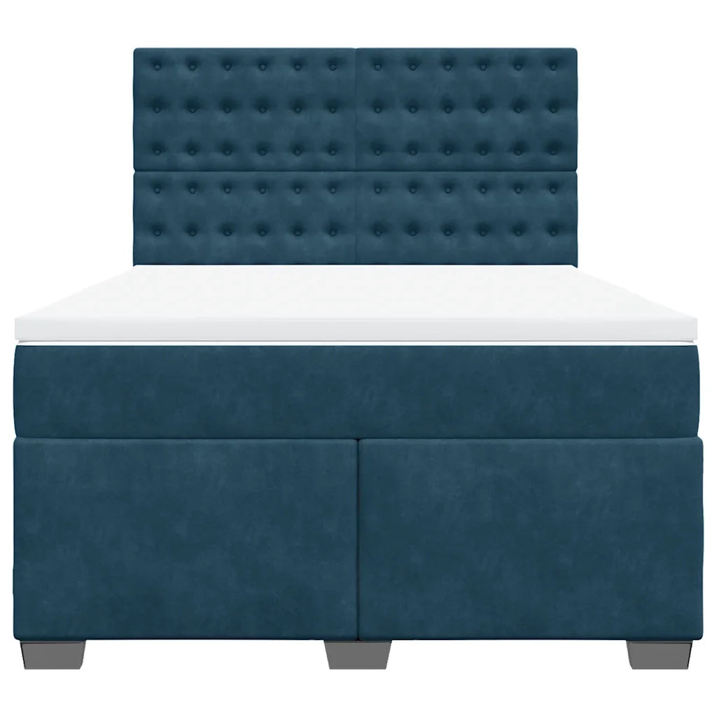 Giroletto a Molle con Materasso Blu 140x190 cm in Velluto