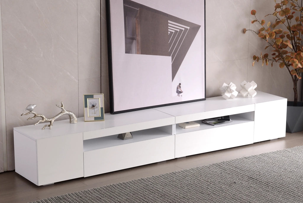 Credenza TV bianca in MDF lunghezza 240 cm